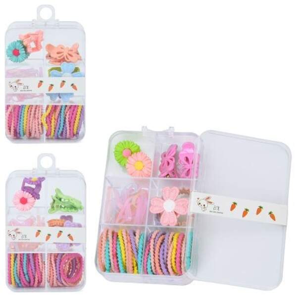 Аксесуар для волосся A0337 (240шт) набір резинок та заколок, мікс видів, у пеналі, 6,5-11,5-2,5см, у (шт)
