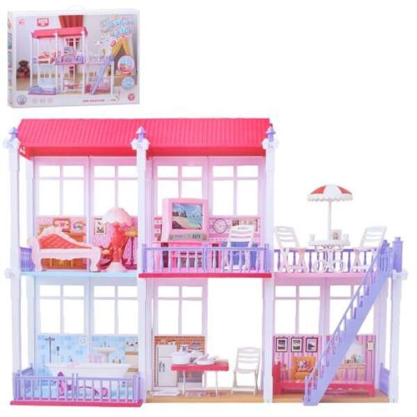 Будиночок 923 (4шт) 104-27-в74см, 2 поверхи, меблі, посуд, 152дет, в кор-ці, 72-52-12см (шт)