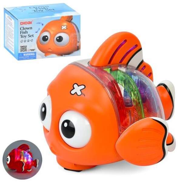 Музична іграшка LD-176A (48шт) рибка, 15см, музика, світло, їздить, рухливі деталі, 2 режими, на бат (шт)