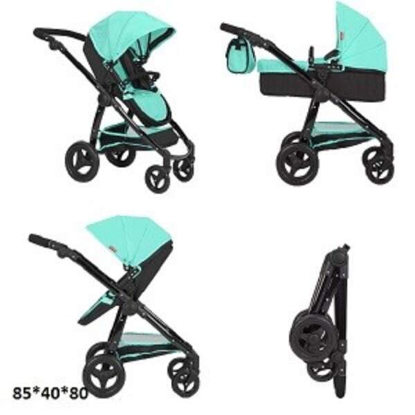 Коляска для ляльки 2в1 CARRELLO ULTRA 9696  GREEN з сумкою метал.кор.51*14,5*44,5 /1/ (шт)