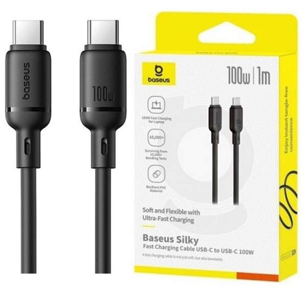 Кабель Baseus Silky Series Fast Charging Type-C to Type-C 100W 1m Black (P10377704113-00) (шт)
