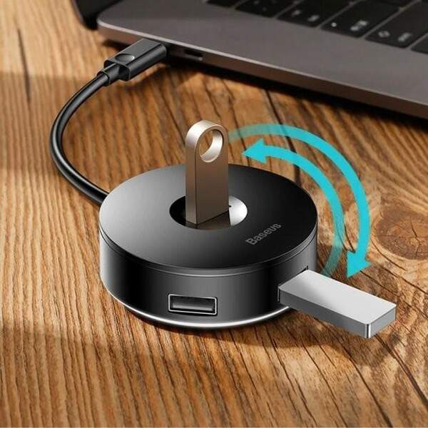 USB-Hub Baseus Plug-and-Play Round Box Type-C to 4 USB Black (CAHUB-G01) (шт)