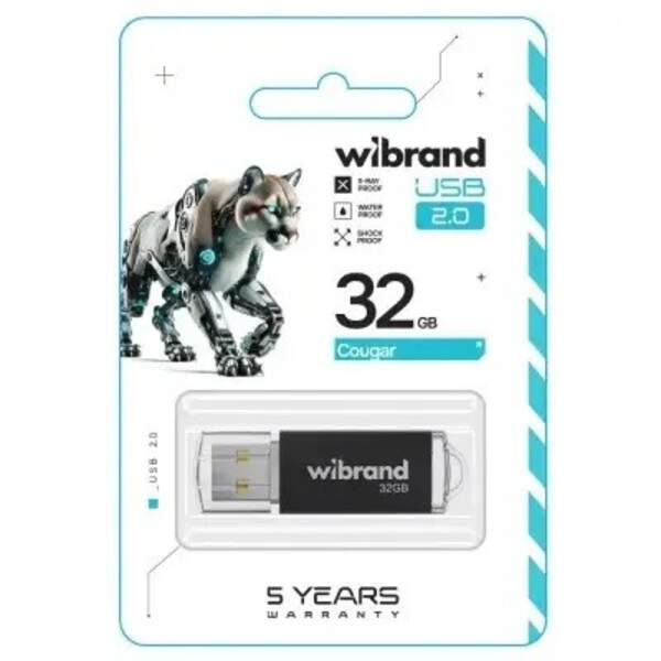 Флеш-накопичувач Flash Wibrand Cougar 32GB USB 2.0 Black (шт)