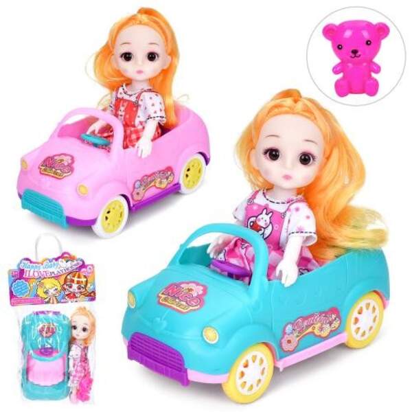 Лялька 600-87 (90шт) 15см, шарнірна, машина 15см, ведмедик 4см, мікс видів, у пакеті, 14-25-8см (шт)