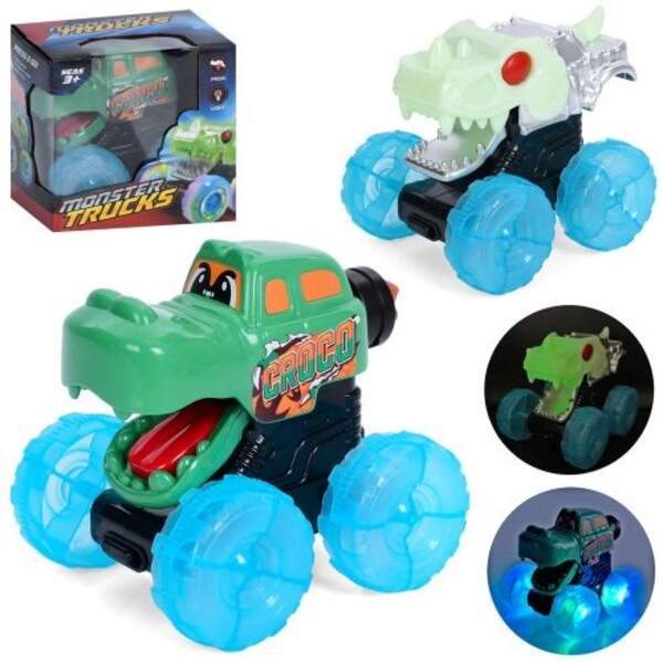 Машина 17876-77 (48шт) 13см, заводна/на запуску, корпус-динозавр, світло, 2 види/мікс кольорів, на б (шт)