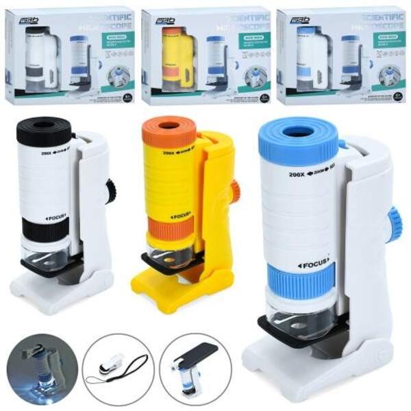 Оптичний прилад W5804B (48шт) мікроскоп, 13см, 60-200 Х, світло-2режими, 3 кольори, бат(табл), в кор (шт)