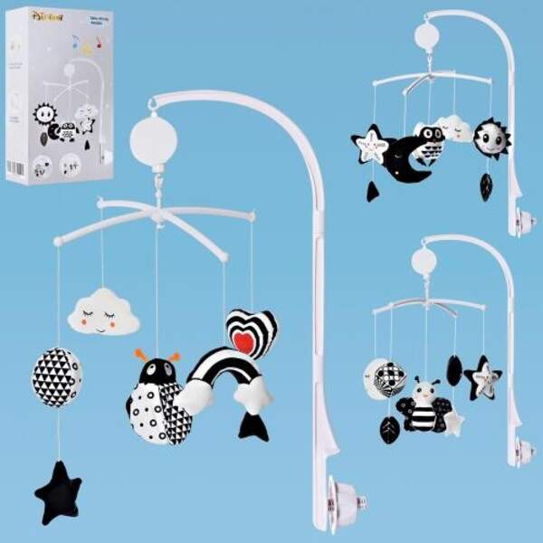 Карусель на ліжечко RAT11 (12шт) підвіски 5шт, плюш, муз-заводна, 3 види, в кор-ці, 20-34-8см (шт)