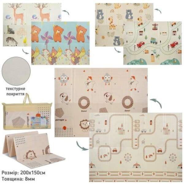 Килимок-мат MR 1570-3 (12шт) XPE, 150-200см, двосторонній, товщина 8мм, 3 види, у сумці, 75-40-10см (шт)