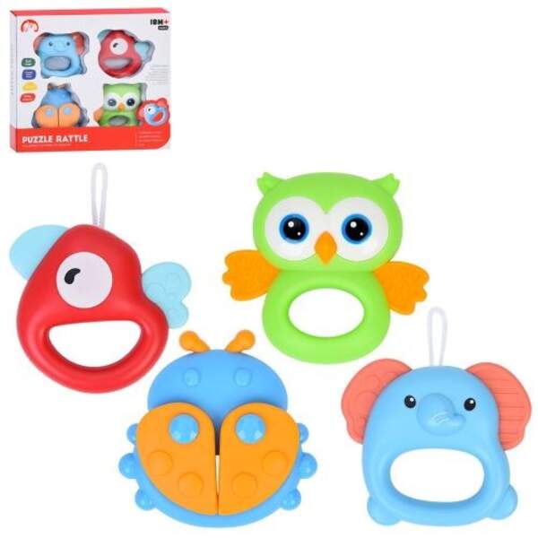 Брязкальце 1688-92 (72шт) набір 4шт, від 7,5см, прорізувач, текстурні деталі, петелька, в кор-ці, 22 (шт)