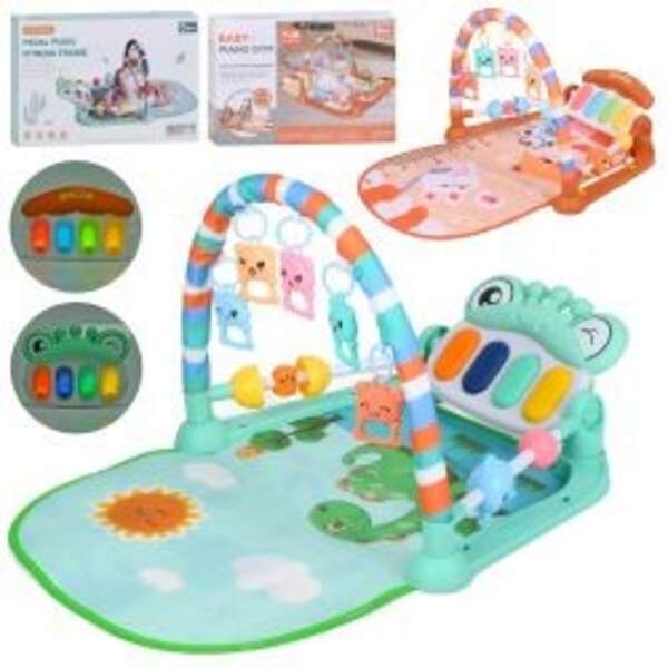 Килимок для немовляти 8808-3-4 (18шт) 70-45см, дуга, підвіски 5шт (тварини-брязкальця), піаніно,музи (шт)