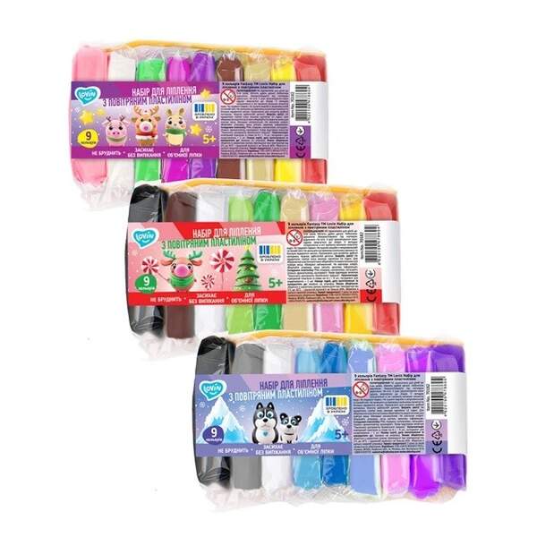 9 кольорів Fantasy ТМ Lovin Набір для ліплення з повітряним пластиліном, 70182 (шт)