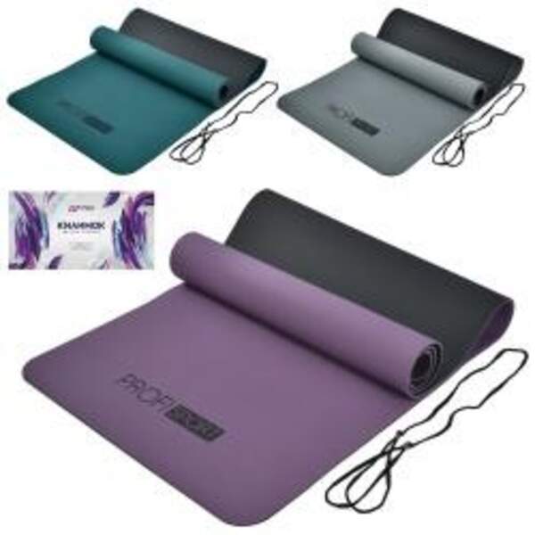 Йогамат MS 0613-25 (12шт) для йоги/фітнесу, TPE, 183-61см, 6мм, двокольоровий, 3 кольори, у пакеті, (шт)