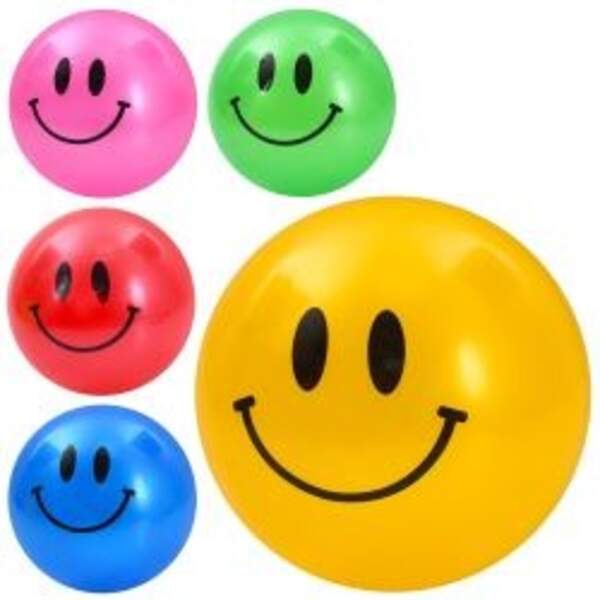 М'яч дитячий MS 4904 (120шт) 9 дюймів, 60г, смайл, 5 кольорів, (шт)