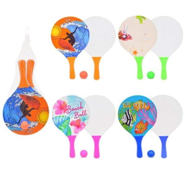 Набiр ракеток арт. L41469 (30шт) 2 ракетки, 1 м'яч, 3 види, р-р ракетки - 33*19 см, у сітці (шт)