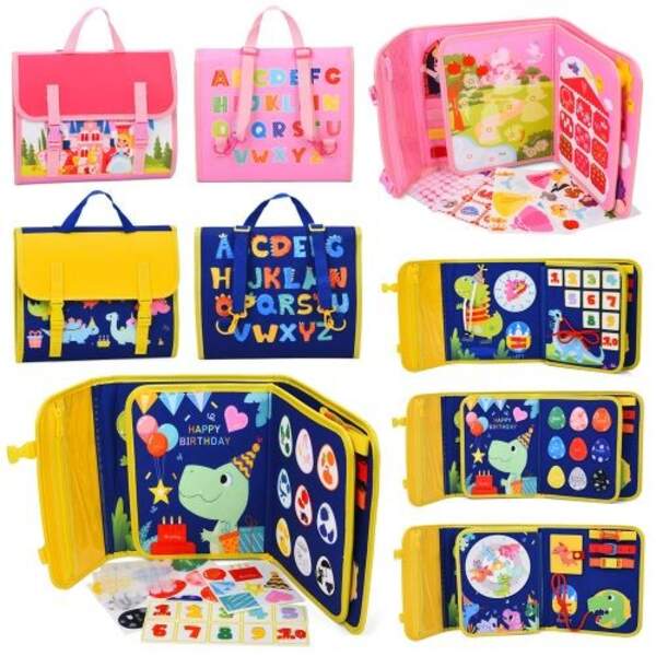 Гра LB-13-14 (12шт) навчальна, бізікнижка, 28-24-5см, складається у рюкзак, 6 сторінок, фігури на ли (шт)