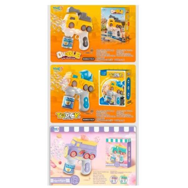 Мильні бульбашки 333-35-36-38 (18шт) пістолет (транспорт), 19см, світло, запаска 7см, (автобус, 2 ви (шт)