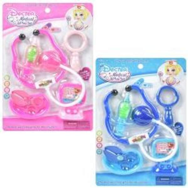 Набір лікаря 3A-366 (120шт) 6 предметів, стетоскоп, ножиці, шприц, лупа, 2 кольори, на листі, 20-29- (шт)