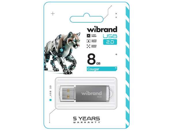 Флеш-накопичувач Flash Wibrand USB 2.0 Cougar 8Gb Silver (WI2.0/CU8P1S) (шт)