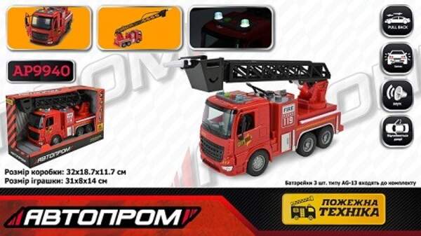Машина  батар. АВТОПРОМ арт. AP9940 (24шт/2)"Пожежна охорона",бризкає водою,світло,звук,у короб.32*1 (шт)