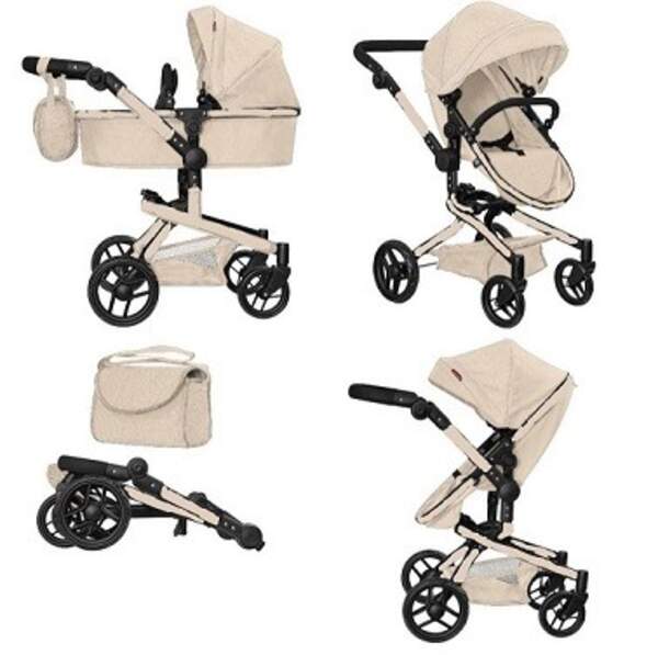 Коляска для ляльки 2в1 CARRELLO FORTUNA 9695 CREAM з сумкою метал.кор.54,5*14,5*38,5 /1/ (шт)