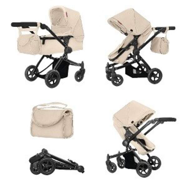 Коляска для ляльки 2в1 CARRELLO MAESTRO 9651B CREAM з сумкою метал.кор.45*14,5*38 /1/ (шт)