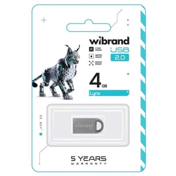 Флеш-накопичувач Wibrand USB 2.0 Lynx 4Gb Silver (WI2.0/LY4M2S) (шт)