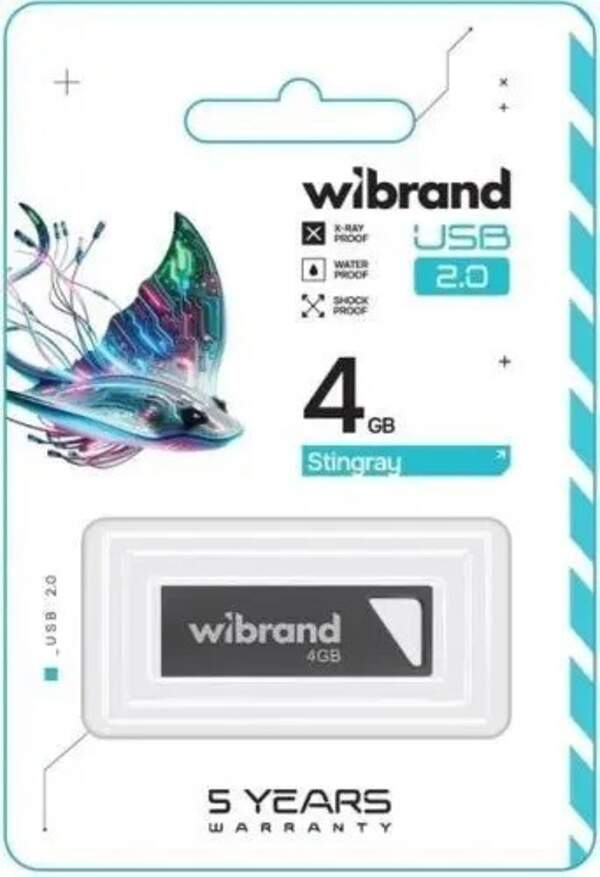 Флеш-накопичувач Wibrand USB 2.0 Stingray 4Gb Grey (WI2.0/ST4U5G) (шт)