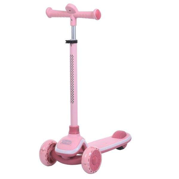 Самокат 5566-pink (1шт) Maxi-big, метал+пластик, 3колесаПУ, 2колеса 120мм світло, заднє 75мм світло, (шт)