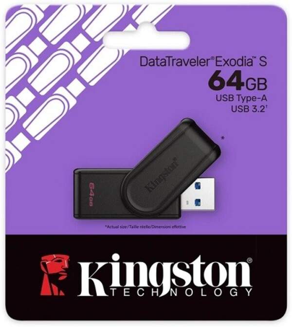 flash Kingston USB 3.2  64GB DataTraveler Exodia S Black (DTXS/64GB)/25 (шт)