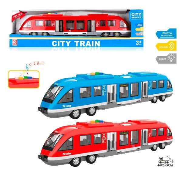 Поїзд RJ3345 (12шт) інерція, 44см, 1:16, звук, світло, відчиняються двері, гумові колеса, 2 кольори, (шт)