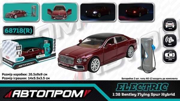 Машина (електро) мет. АВТОПРОМ арт. 68718R (32шт) 1:38 "Bentley Flying Spur Hybrid",батар.,світло,зв (шт)