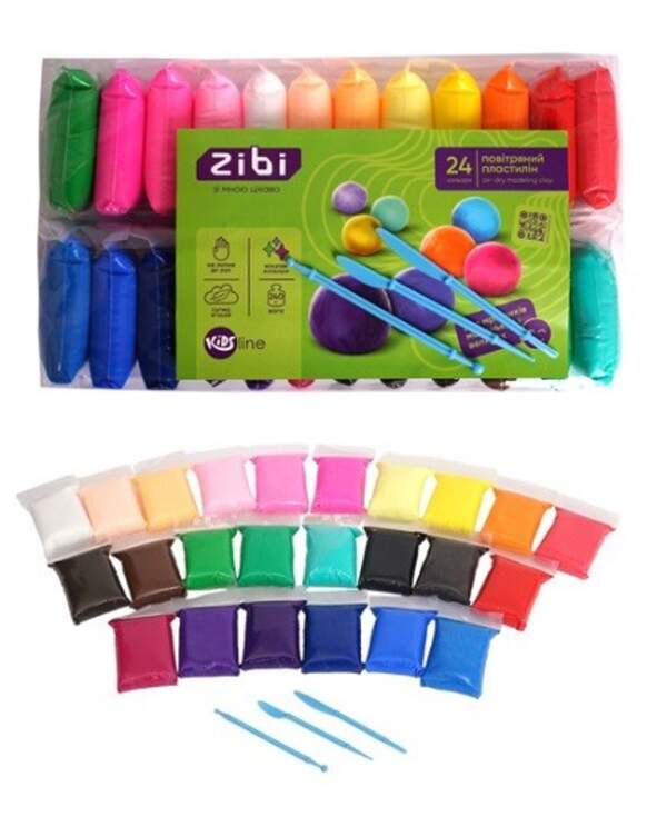 Набір повітряного пластиліну для ліплення 24 шт, KIDS Line ZB.6297 (1/98) (шт)