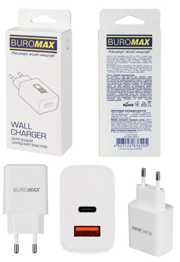 Мереживий зарядний пристрій,  USB A+С, 18W, білий BM.0651 (шт)