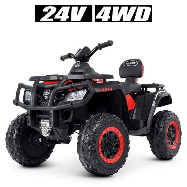 Квадроцикл M 4868EL-3(24V) (1шт) 1акум24V7AH, 4мотори 45W, муз, світло, шкіра, EVA, червоний (шт)