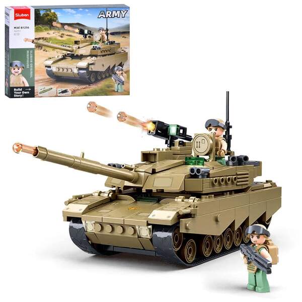 Конструктор SLUBAN M38-B1256 (16шт) військовий, танк, 24,3см, фігурка, 322дет, в кор-ці, 38-28,5-7см (шт)