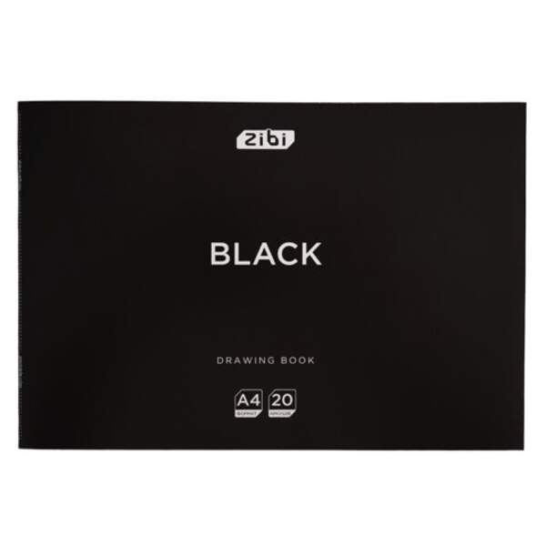 Альбом для малювання BLACK, А4, 20 арк., 120 г/м2, на скобі, чорний, KIDS Line ZB.1423-01 (1/5) (шт)