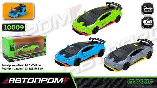 Іграшка машина мет. АВТОПРОМ  арт. 10009 (48шт/2) 5 inch,3 кольори Lamborghini Huracon STO, відкр.дв (шт)