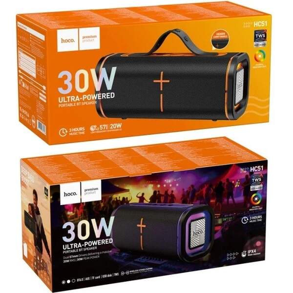 Портативна Bluetooth колонка HOCO HC51 Soul sports BT speaker, 10W*2, IPX4, Black (шт)