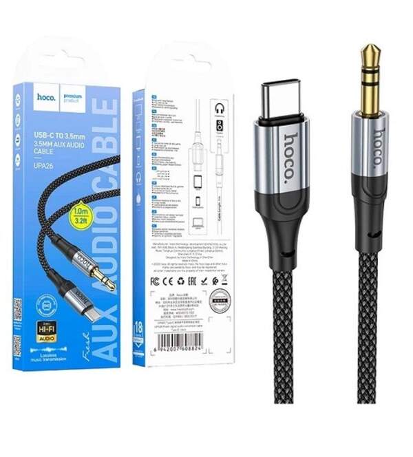 Кабель HOCO UPA26 Fresh digital audio conversion cable Type-C 1m DAC black (шт)