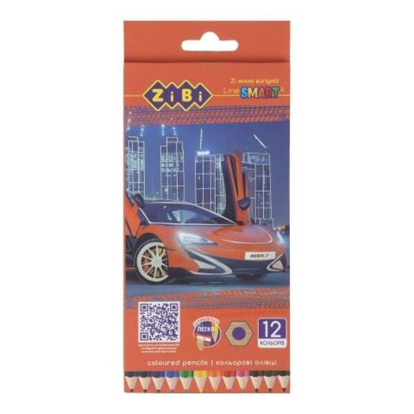 Олівці кольорові, 12кол., МАШИНКА, шестигранний, SMART Line ZB.2446 (шт)