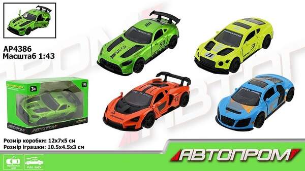 Машина мет. АВТОПРОМ  арт. AP4386 (96шт/2) 1:43,4 виду, відкр.двері, короб.12 * 7 * 5см (шт)