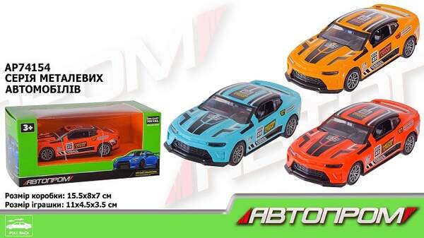 Машина мет. АВТОПРОМ арт.  AP74154 (96шт/2) 1:36,3 кольора,короб.15*8*7см (шт)
