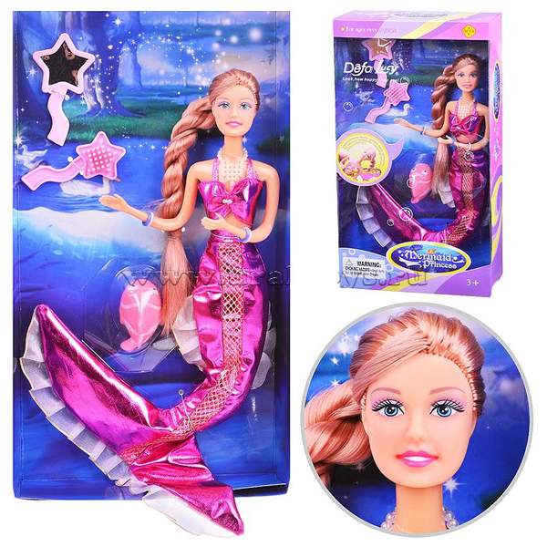 Лялька DEFA 20983 (48шт) русалочка, 29см, аксесуари, морський мешканець, 6 кольорів,в кор-ці, 18-33- (шт.)