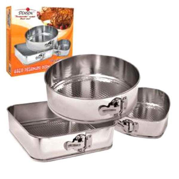 Форми роз'ємні 3шт/наб серце 25*22*7.4см коло 25*7.6см квадрат 26*26*7.6см MH-0121 (12наб) (шт.)