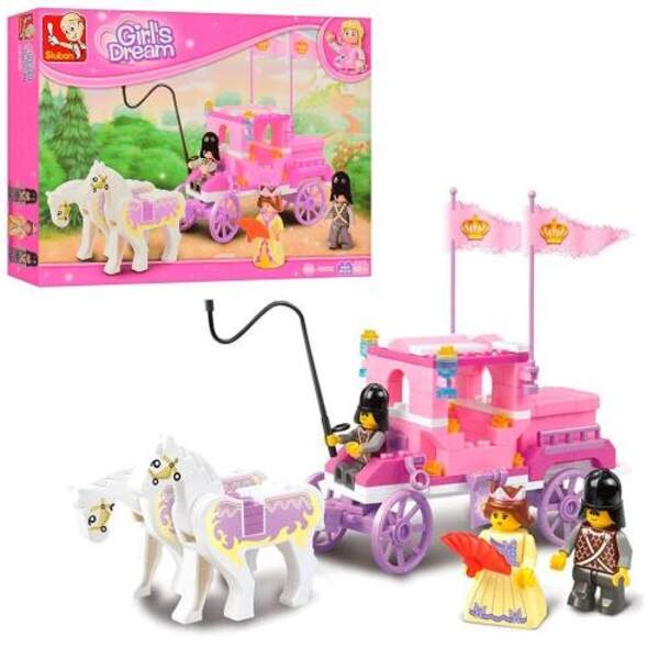 Конструктор SLUBAN 620059/M38-B0250 (48шт) карета,фигурки,лошадки2шт,137дет, в кор-ке, 26-19-4,5см (шт.)