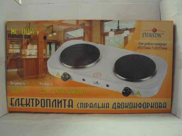 Плита електрична переносна двоконфоркова 2*1000W d155мм ME-0014S (6шт) (шт.)