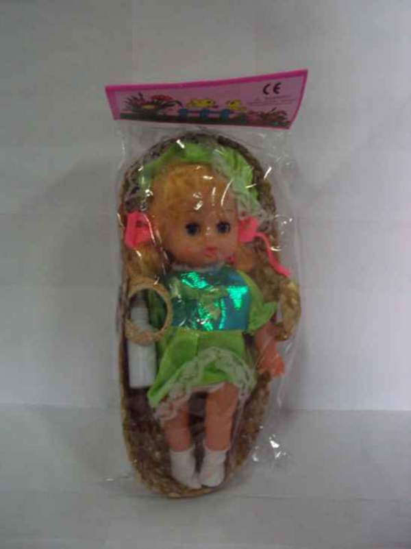 HU Лялька 908 MBV (144шт) 21,5см, зв, кошик з ручками і 23-11-5см, пляшечка 6см, 3кол, у кульку (шт.)