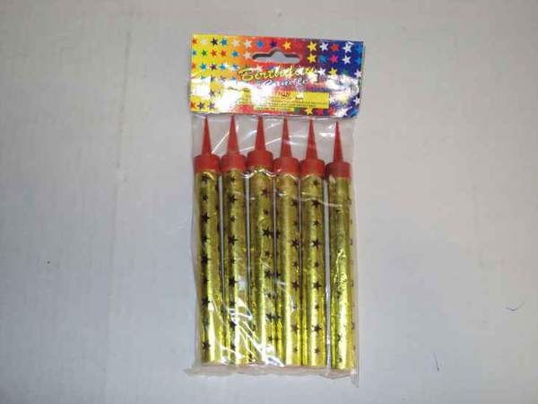 Свічки 15см феєрверк зол. 6шт (300) (шт.)