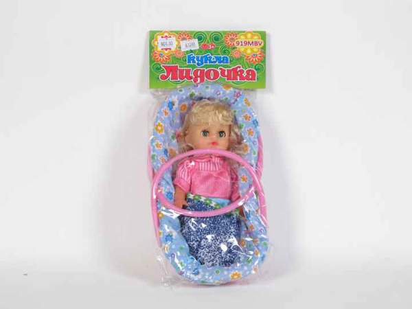 HU Лялька 919MBV/919MV (96шт) Лідочка, 21см, пласт корз з руч 25см, тканина чех, 3види, в кульку (шт.)