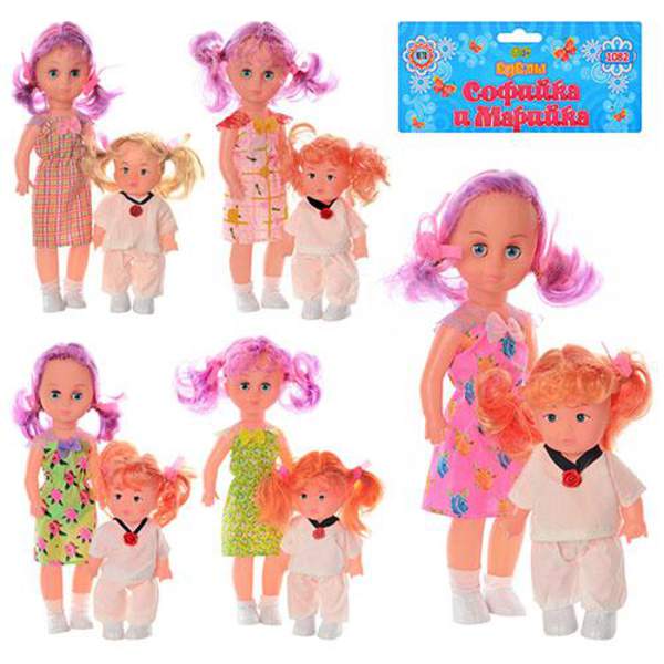 HU Лялька 1082 (72шт) Софійка та Марійка, 28см і 17см, звук, 5 видів, 2шт у кульку, 18-42-4см (шт.)